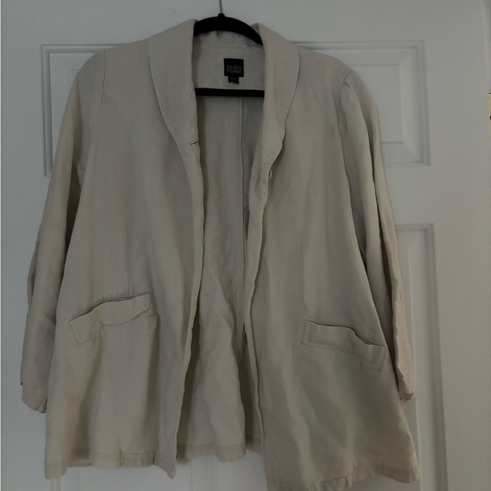 Eileen Fisher Women's Beige Linen Blazer